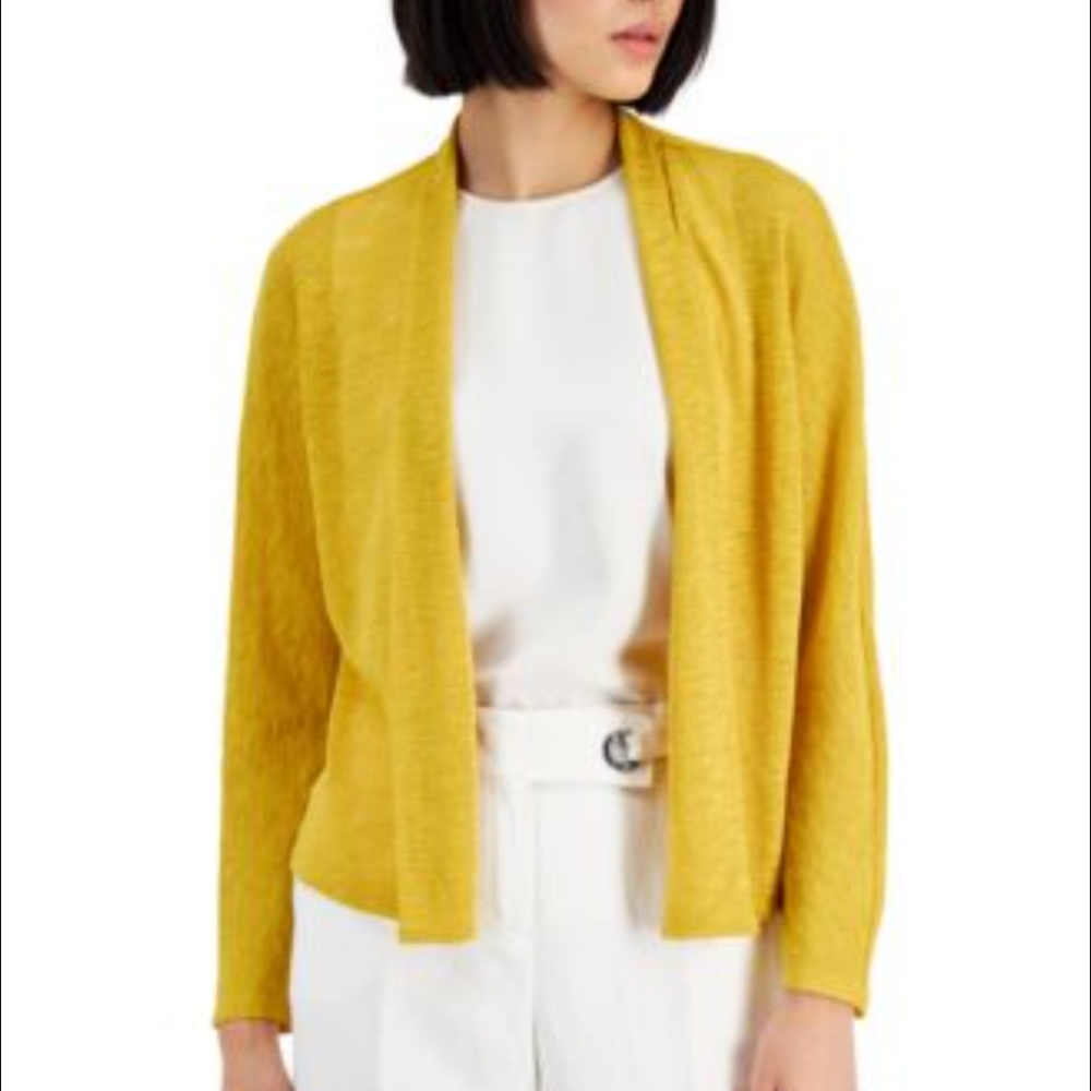 ALEXANDRA + OAK Women's Golden Yellow Knit Open Front Cardigan